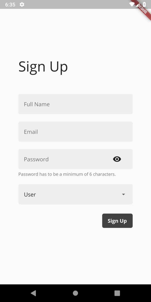 Sign Up ScreenShot